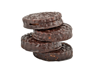 Some chocolate cookie, isolated on white background