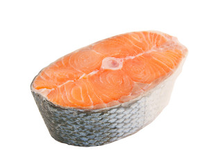 Salmon steak isolated on white background