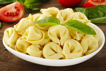 tortellini in white dish
