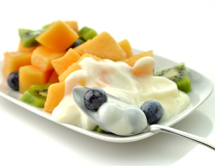 fruits with yogurt