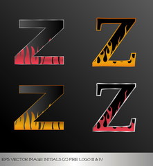 eps Vector image: initials (z)  metallic fire logo Ⅲ＆Ⅳ