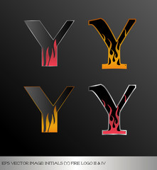 eps Vector image: initials (y)  metallic fire logo Ⅲ＆Ⅳ