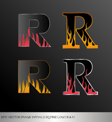 eps Vector image: initials (r)  metallic fire logo Ⅲ＆Ⅳ