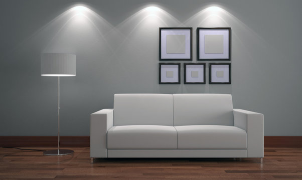 3d Divano in interno con quadri
