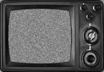 Vintage TV with noise on screen
