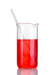 Test-tube with red liquid isolated on white