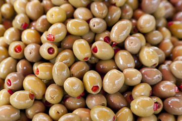 Green olives background