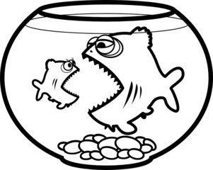 Fishes in the aquarium, vector illustration