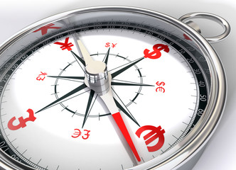 compass for global currency conceptual image
