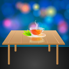 illustration of cup of tea on table
