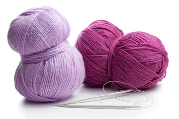 Close up of Knitting needles and yarn