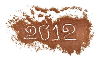 number 2012 written on coffee mill background