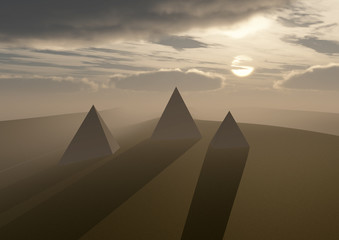 Fototapeta na wymiar Deserto piramidi tramonto