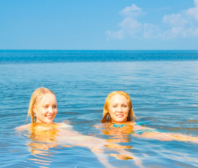 Girls In Water On a Beach