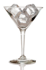 Martini glass with ice cubes