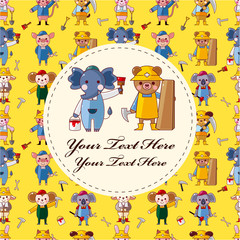 cartoon animal worker card