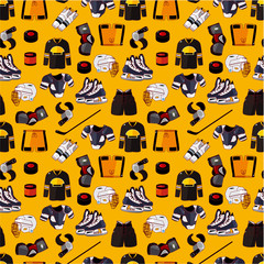 cartoon hockey sport seamless pattern