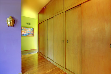 Retro hallway with lots of storage