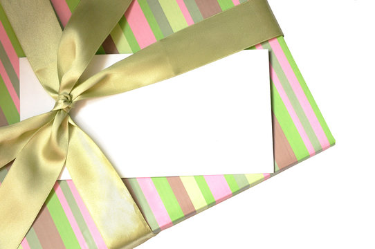 Blank envelope on the gift box