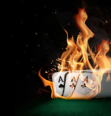 Three aces in fire