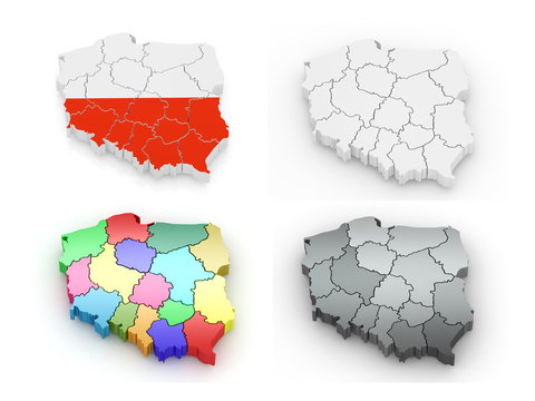 Fototapeta Three-dimensional map of Poland