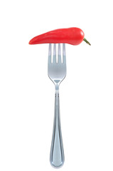 red chili on fork