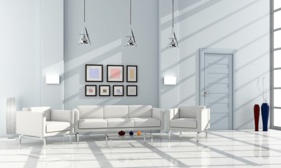Interno con divani lampade e quadri 3d