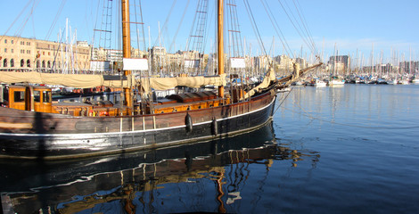 old sailing ship in port of barcelona, Port Well, spain