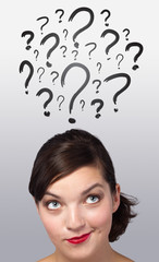 Young head looking at white marks