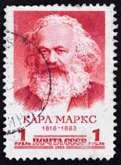 Postal stamp. Karl Heinrich Marx, 1958
