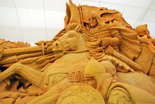 Sand Sculpture Of Knight