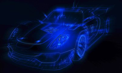 Obraz na płótnie Canvas Neon niebieski samochód