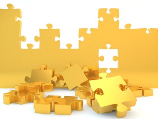 A gold wall against a white isolated background