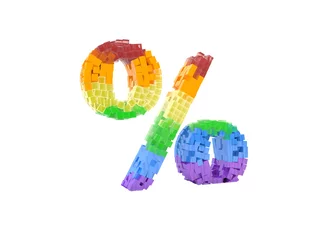 Rolgordijnen Pixel 3D-weergave van % bestaande uit blauwe doorschijnende kubussen