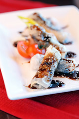 chinese rolls with salmon