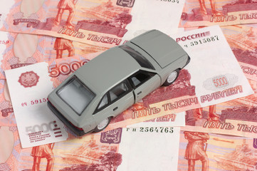 Car on money background