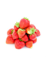 big juicy red ripe strawberries  isolated on white