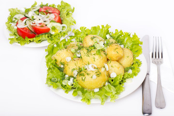Potatoes with salad