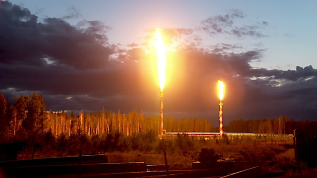 torch on the oil refinery