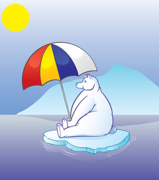 Polar Bear with umbrella