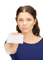 woman with business card