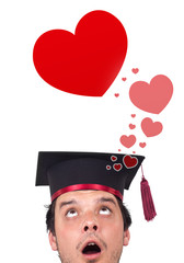 Young head looking at love type of icons