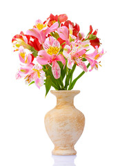 Naklejka na ściany i meble beautiful bouquet in vase isolated on white