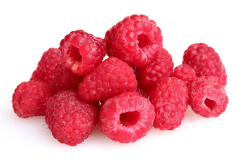 fresh raspberries isolated on white