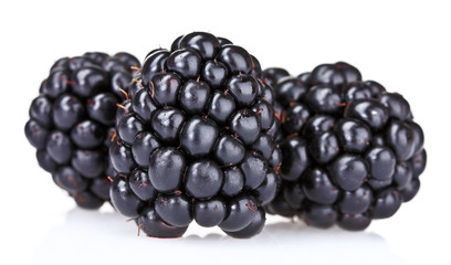 beautiful blackberries isolated on white