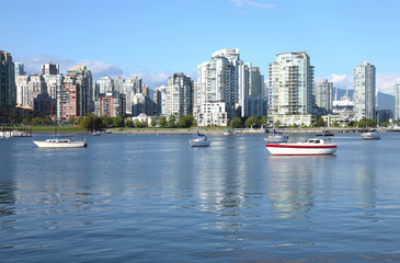 Vancouver BC downtown skyline at False creek Canada.