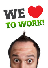 Young head looking at labor type of icons