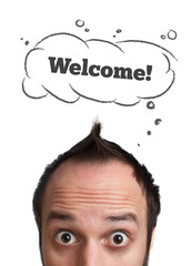 Young head looking at recreational signs