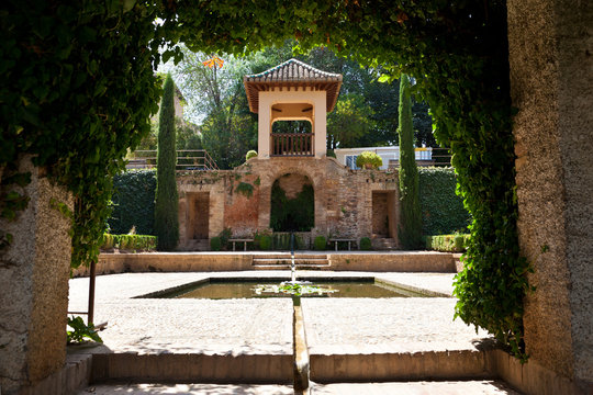 Alhambra de Granada. Pavilion in the gardens of El Partal Palace