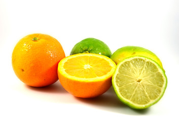 Fototapeta na wymiar Fresh orange and lemon